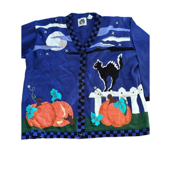 Storybook Knits Women Button Down Halloween Christmas Cardigan Plus Size 3X - Picture 2 of 8